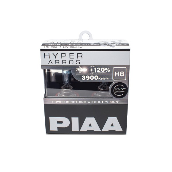 Autožiarovky PIAA Hyper Arros 3900K H8 - o 120 % vyššia svietivosť, zvýšený jas