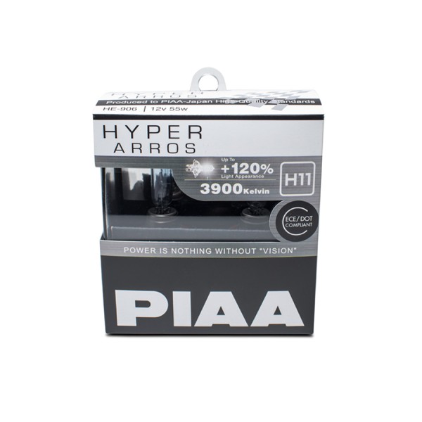 Autožiarovky PIAA Hyper Arros 3900K H11 - o 120 % vyššia svietivosť, zvýšený jas