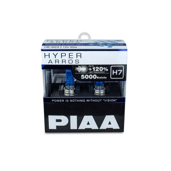 Autožiarovky PIAA Hyper Arros 5000K H7 - o 120 % vyššia svietivosť, jasne biele svetlo s teplotou 5000K