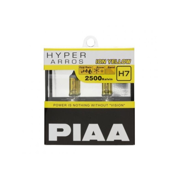 Autožiarovky PIAA Hyper Arros Ion Yellow 2500K H7 - teplé žlté svetlo 2500K na použitie v extrémnych podmienkach