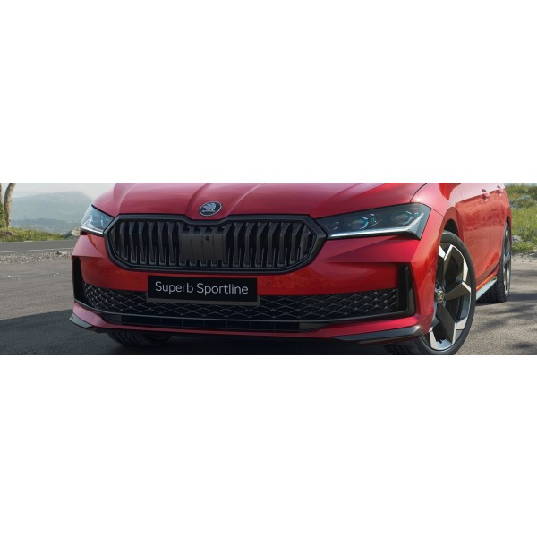 Škoda Superb IV - Bočné spojlery pod predný nárazník GLOSSY BLACK SPORTLINE