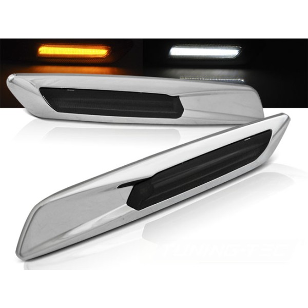 BMW E90 / E91 05-11 - LED smerovky dymové strieborný chróm