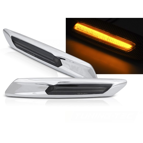 BMW F10/F11 10-13 - Bočné LED blikače - dymové strieborné