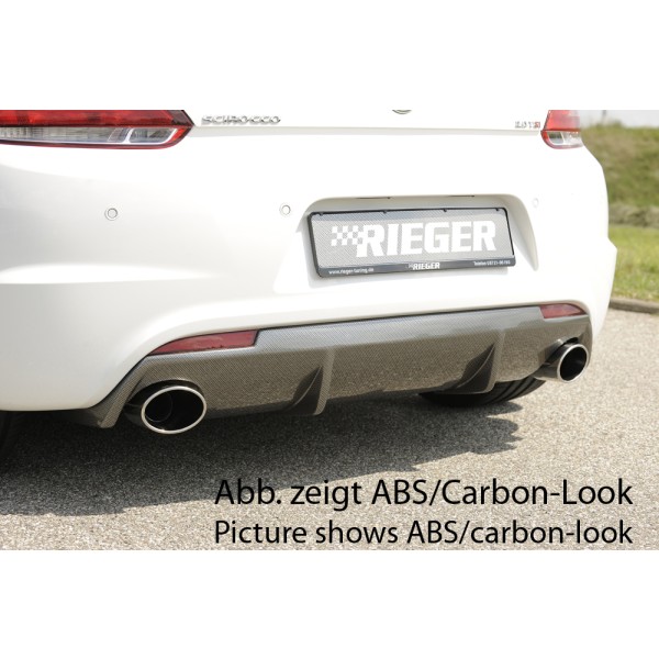 Rieger vložka zadného nárazníka pre R-Line zadný nárazník pre Volkswagen Scirocco R 13 2-dver. vr. faceliftu, plast ABS bez povrchovej úpravy, pre orig. koncovky na oboch stranách