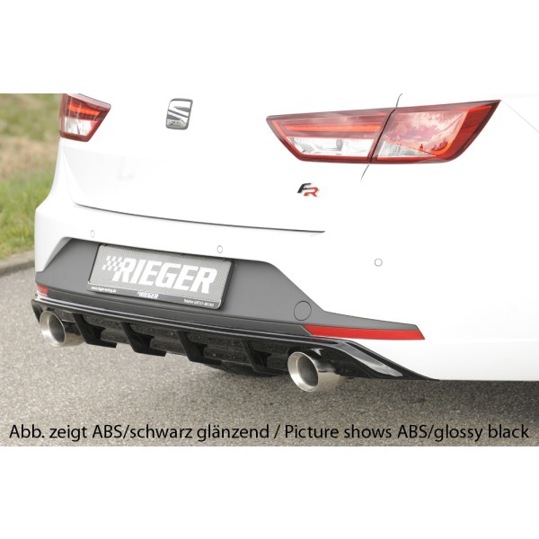 Rieger vložka zadného nárazníka pre Seat Leon FR 5F 5-dver. (ST/Combi) pred faceliftom, plast ABS bez povrchovej úpravy, pre športové koncovky na oboch stranách 100 mm