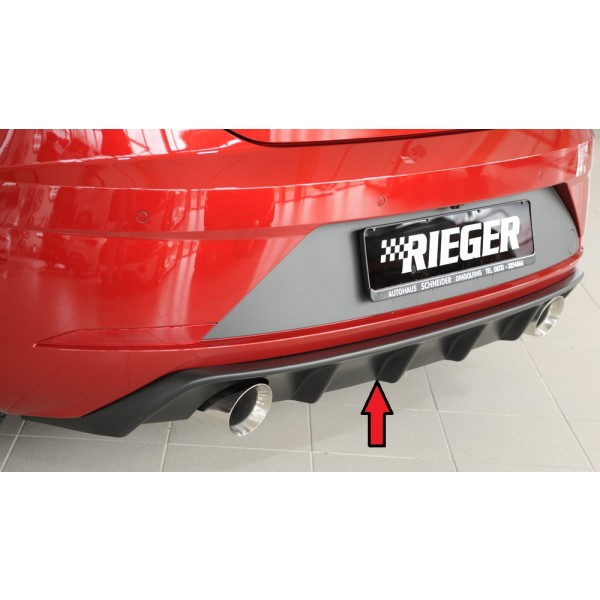 Rieger vložka zadného nárazníka pre Seat Leon FR 5F 3-dver. (sc), 5-dver. po faceliftu, plast ABS bez povrchovej úpravy, pre športové koncovky na oboch stranách 100 mm
