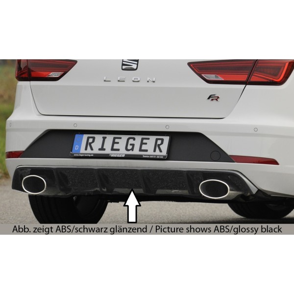 Rieger vložka zadného nárazníka pre Seat Leon FR 5F 5-dver. (ST/Combi) po faceliftu, plast ABS bez povrchovej úpravy, pre športové koncovky na oboch stranách 152x95 mm