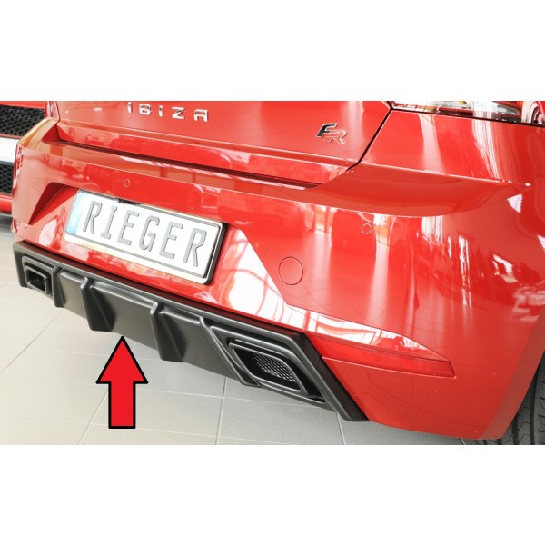 Rieger vložka zadného nárazníka pre Seat Ibiza FR KJ 5-dver., plast ABS bez povrchovej úpravy, pro orig. výfukový systém