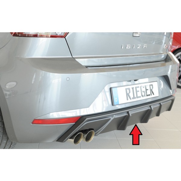 Rieger vložka zadného nárazníka pre Seat Ibiza KJ 5-dver., plast ABS bez povrchovej úpravy, pre dvojitú koncovku vlevo 2x76 mm