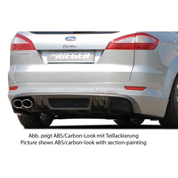 Rieger spoiler pod zadný nárazník SG-Design pro Ford Mondeo BA7 combi pred faceliftom r.v. 03/07-09/10, plast ABS bez povrchovej úpravy, pre dvojitú koncovku vlevo