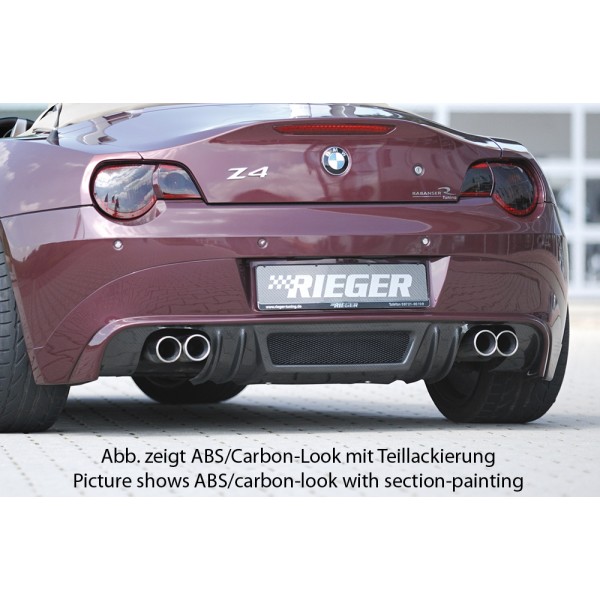 Rieger spojler pod zadný nárazník pre BMW Z4 E85 roadster pred faceliftom r.v. 02/03-12/05, plast ABS bez povrchovej úpravy, pro vozy s dvojitou koncovkou na obou stranách 4x76 mm