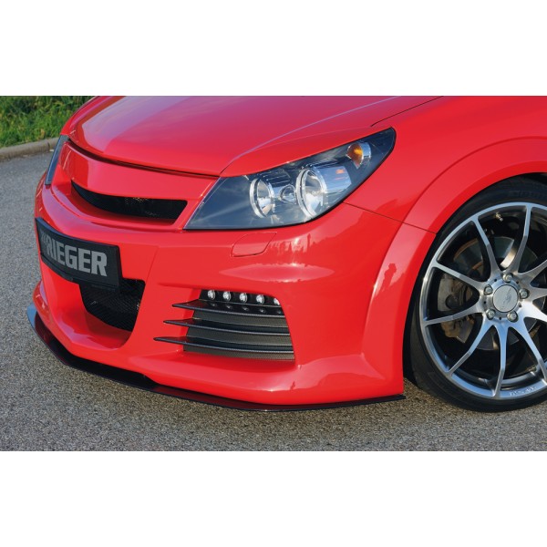 Rieger predný nárazník pro Opel Astra H vr. GTC, Twin-Top 3-dver., 5-dver., caravan, hatchback, kabriolet, plast ABS bez povrchovej úpravy, s velkým výřezem pro ostřikovače předních světlometů, s výřezem na světla pro denní svícení