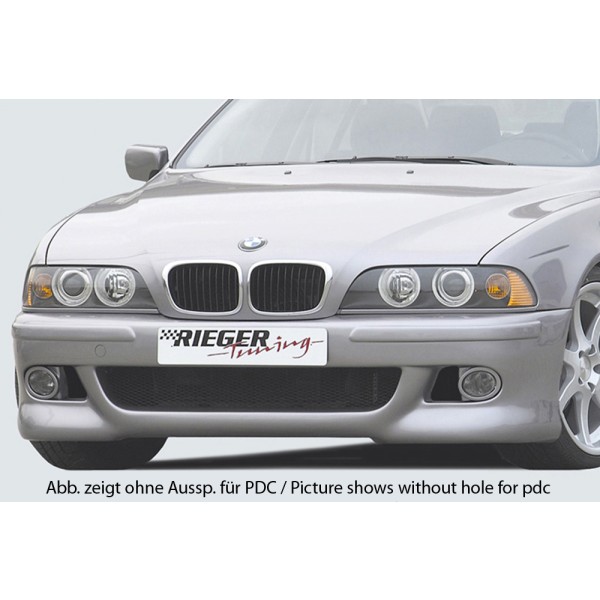 Rieger kompletný predný nárazník M5-Look pro BMW rad 5 E39 sedan, touring, plast ABS bez povrchovej úpravy, s držáky originálních mlhových světlometů, pre vozidlá s parkovacím asistentom (PDC)