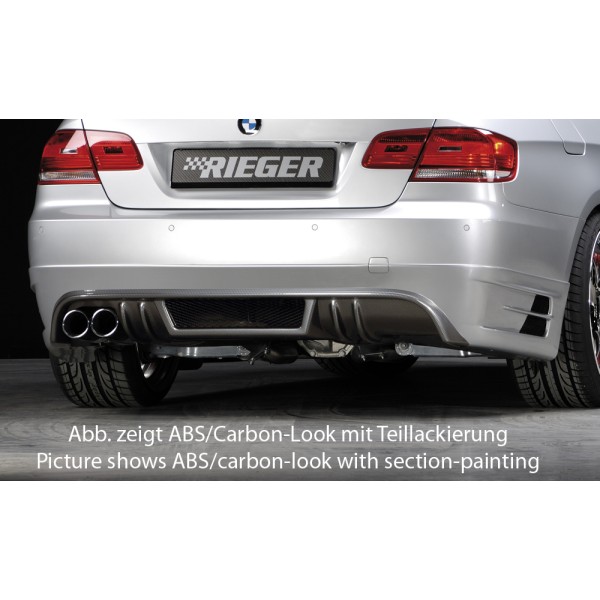 Rieger spojler pod zadný nárazník pre BMW rad 3 E92, E93 kabriolet, kupé pred faceliftom r.v. 03/07-02/10, 09/06-02/10, plast ABS bez povrchovej úpravy, mimo 335i a 335d, pro vozy s dvojitou koncovkou vlevo
