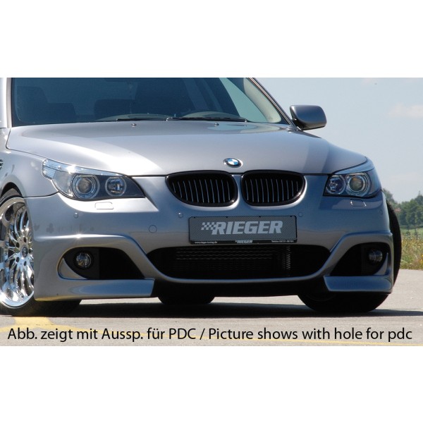 Rieger kompletný predný nárazník pro BMW rad 5 E60, E61 sedan, touring pred faceliftom, plast ABS bez povrchovej úpravy, pro vozy s ostřikovači předních světlometů, bez parkovacího asistenta (PDC)