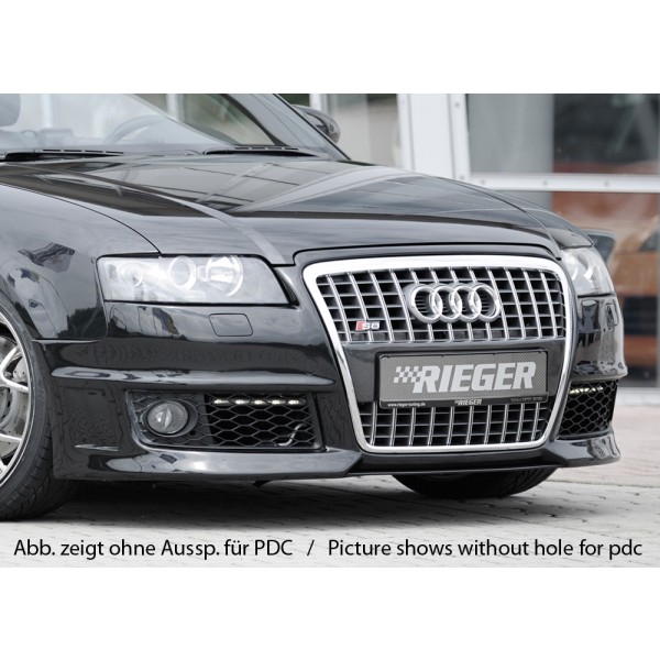 Rieger kompletný predný nárazník pro Audi A4 8H kabriolet pred faceliftom, plast ABS bez povrchovej úpravy, s rebrovaním, s držiakmi originálnych hmlových svetiel, pre vozidlá s parkovacím asistentom (PDC)