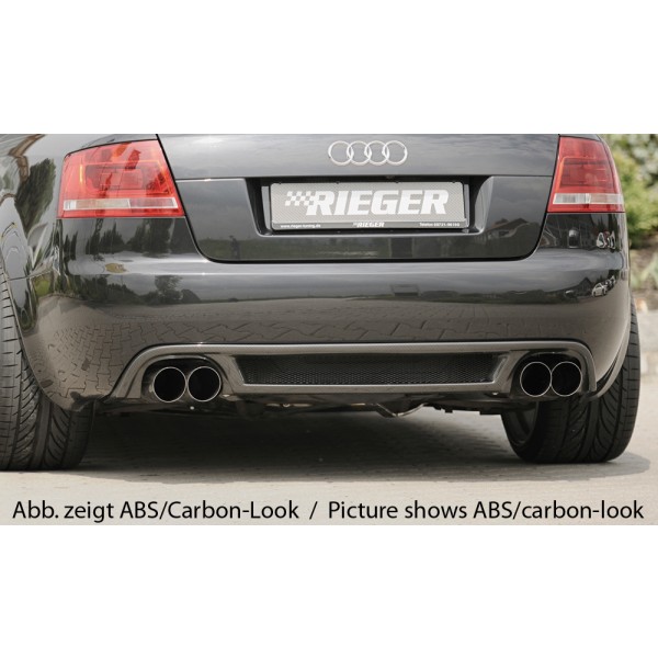 Rieger vložka zadného nárazníka pre Audi A4 8H kabriolet, plast ABS bez povrchovej úpravy, pre dvojité koncovky na oboch stranách 4x90 mm