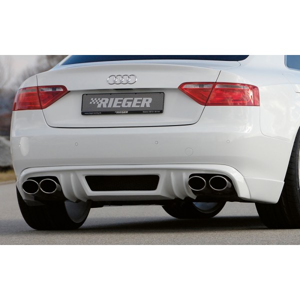 Rieger spojler pod zadný nárazník pre Audi A5 B8, B81 kabriolet, kupé pred faceliftom r.v. 06/07-07/11, plast ABS bez povrchovej úpravy, mimo S-Line, pre dvojité koncovky na oboch stranách 4x115x85 mm