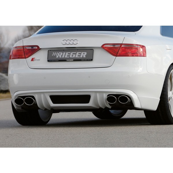 Rieger spojler pod zadný nárazník pre Audi A5 B8, B81 Sportback pred faceliftom r.v. 06/07-07/11, plast ABS bez povrchovej úpravy, mimo S-Line, pre dvojité koncovky na oboch stranách 4x115x85 mm