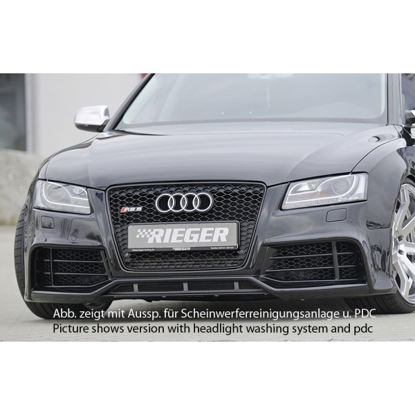 Rieger kompletný predný nárazník pro Audi A5 B8, B81 kabriolet, kupé, Sportback pred faceliftom, plast ABS bez povrchovej úpravy, pro vozy bez ostřikovačů světlometů a parkovacího asistenta (PDC)