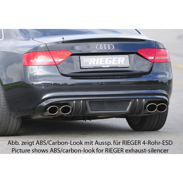 Rieger vložka zadného nárazníka pre Audi A5 B8, B81 Sportback pred faceliftom, plast ABS bez povrchovej úpravy, S-Line, pre orig. koncovky na oboch stranách