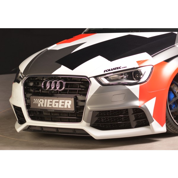 Rieger kompletný predný nárazník pro Audi A3 S3 8V 3-dver. (hatchback 8V1), 5-dver. (sportback 8VA) pred faceliftom, plast ABS bez povrchovej úpravy, pro vozy s ostrekovačmi svetlometov