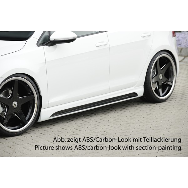 Rieger bočný prah mont. strana ľavá pro Volkswagen Golf 7 vr. GTD, GTI, R 3-dver., 5-dver., r.v. 04/13-, 06/13-, 10/12-, 12/13-, plast ABS bez povrchovej úpravy, s prelisom a výrezom