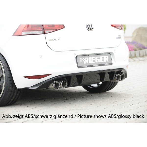 Rieger vložka zadného nárazníka pre Volkswagen Golf 7 vr. GTI, GTI Clubsport 3-dver., 5-dver. pred faceliftom, plast ABS bez povrchovej úpravy, pre dvojité koncovky na oboch stranách
