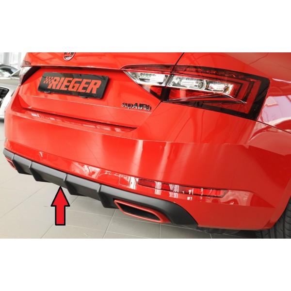 Rieger vložka zadného nárazníka pre Škoda Superb III 3T, 3V combi, sedan vr. faceliftu, plast ABS bez povrchovej úpravy, 2.0 TSI (200/206kW), bez tažného zařízení