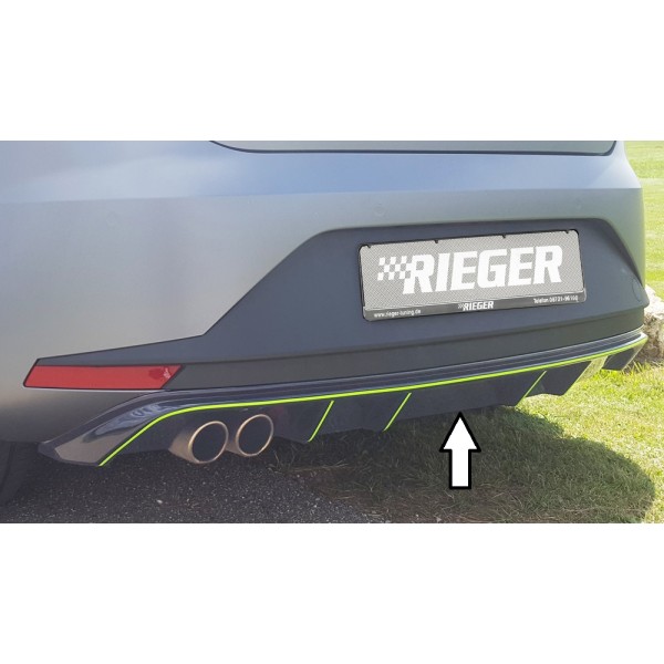 Rieger vložka zadného nárazníka pre Seat Leon FR 5F 3-dver. (sc), 5-dver. pred faceliftom, plast ABS lakovaný do čiernej lesklej farby, pre dvojitú koncovku vlevo