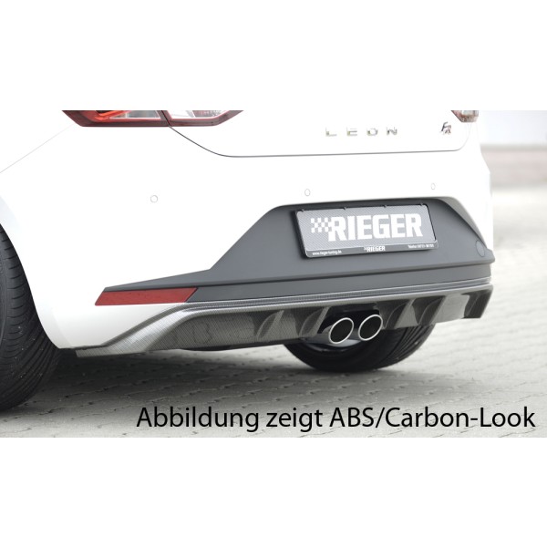 Rieger vložka zadného nárazníka pre Seat Leon FR 5F 3-dver. (sc), 5-dver. pred faceliftom, plast ABS lakovaný do čiernej lesklej farby, pre dvojitú koncovku uprostred