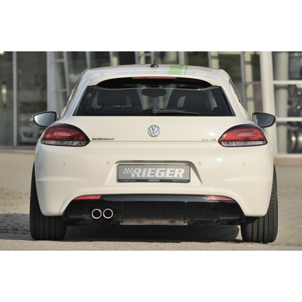 Rieger vložka zadného nárazníka pre R-Line zadný nárazník pre Volkswagen Scirocco 3 13 2-dver. vr. faceliftu, plast ABS lakovaný do čiernej lesklej farby, pre orig. dvojitú koncovku vľavo