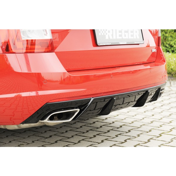 Rieger vložka zadného nárazníka pre Škoda Octavia RS 5E combi, sedan vr. faceliftu, plast ABS lakovaný do čiernej lesklej farby, pro vozy bez tažného zařízení
