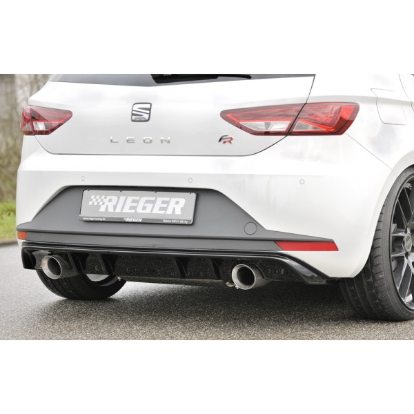 Rieger vložka zadného nárazníka pre Seat Leon FR 5F 3-dver. (sc), 5-dver. pred faceliftom, plast ABS lakovaný do čiernej lesklej farby, pre športové koncovky na oboch stranách 100 mm