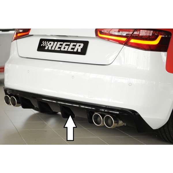 Rieger vložka zadného nárazníka (GBL56787) pro Audi A3 8V 3-dver. (hatchback 8V1), 5-dver. (sportback 8VA) pred faceliftom, plast ABS lakovaný do čiernej lesklej farby