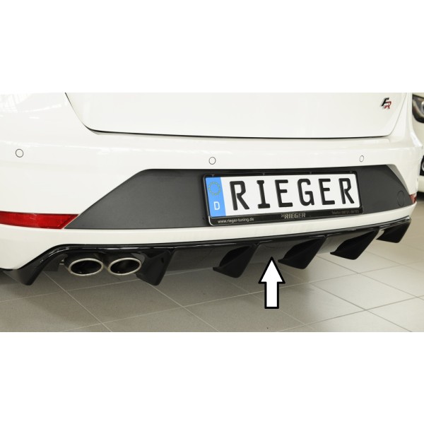 Rieger vložka zadného nárazníka pre Seat Leon FR 5F 5-dver. (ST/Combi) po faceliftu, plast ABS lakovaný do čiernej lesklej farby, pre dvojitú koncovku vlevo