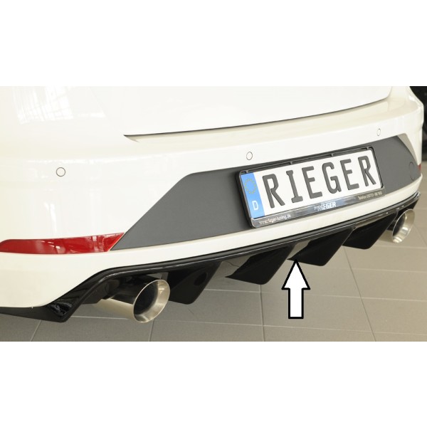 Rieger vložka zadného nárazníka pre Seat Leon FR 5F 5-dver. (ST/Combi) po faceliftu, plast ABS lakovaný do čiernej lesklej farby, pre športové koncovky na oboch stranách 100 mm