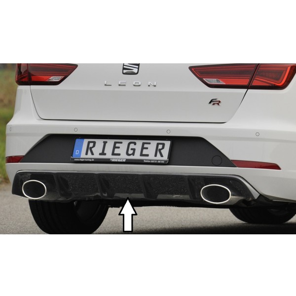 Rieger vložka zadného nárazníka pre Seat Leon FR 5F 5-dver. (ST/Combi) po faceliftu, plast ABS lakovaný do čiernej lesklej farby, pro sport. koncovky na obou stranách 152x95mm