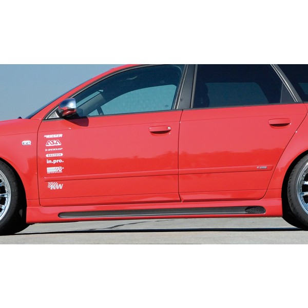 Rieger bočný prah mont. strana pravá pro Audi A4 8E avant, sedan po faceliftu, r.v. 11/00-10/04, 11/04-, plast ABS s povrchovou úpravou Carbon-Look, s prelisom a výrezom
