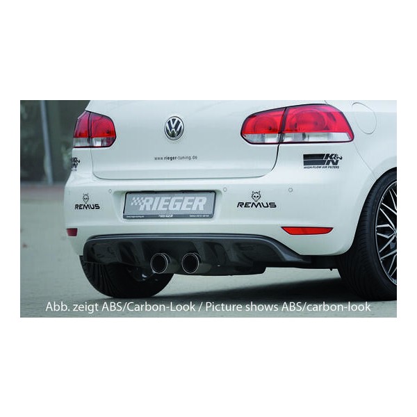 Rieger vložka zadného nárazníka pre Volkswagen Golf 6 3-dver., 5-dver., plast ABS s povrchovou úpravou Carbon-Look, pre dvojitú koncovku uprostred