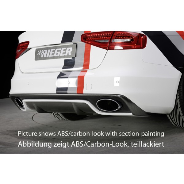 Rieger vložka zadného nárazníka pre Audi A4 S4 B8, B81 avant, sedan po faceliftu, plast ABS s povrchovou úpravou Carbon-Look