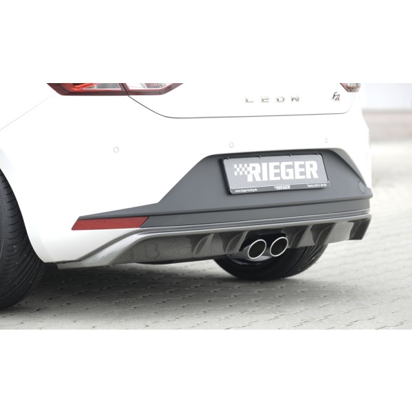 Rieger vložka zadného nárazníka pre Seat Leon FR 5F 3-dver. (sc), 5-dver. pred faceliftom, plast ABS s povrchovou úpravou Carbon-Look, pre dvojitú koncovku uprostred