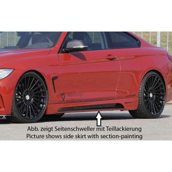 Rieger bočný prah mont. strana ľavá pro BMW rad 4 F32, F33 coupe (3-dver.), kabriolet vr. faceliftu, r.v. 03/13-06/15, 07/15-, 11/12-06/15, plast ABS s povrchovou úpravou Carbon-Look, s prelisom a výrezom