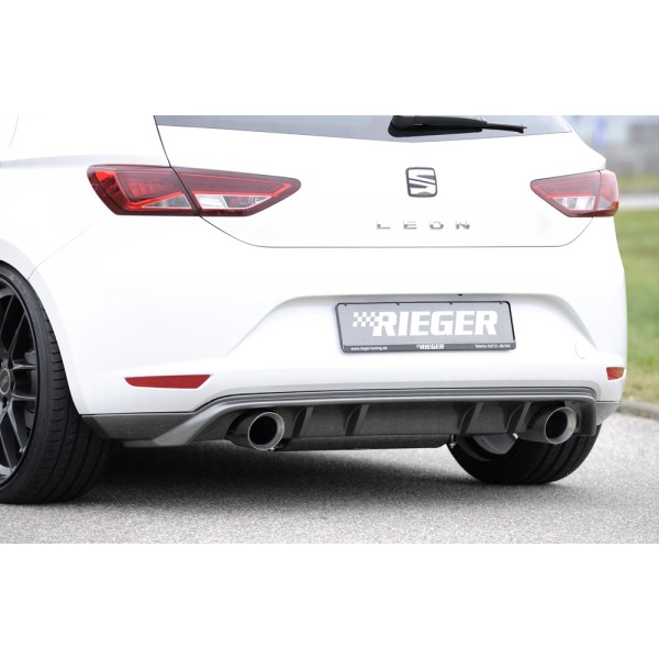 Rieger spojler pod zadný nárazník pre Seat Leon 5F 3-dver. (sc), 5-dver. pred faceliftom r.v. 10/12-12/16, plast ABS s povrchovou úpravou Carbon-Look, pre športové koncovky na oboch stranách 100 mm
