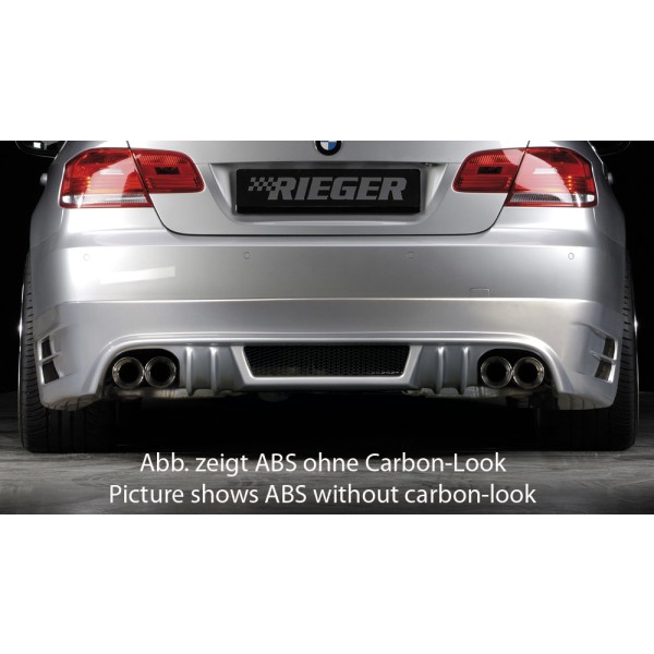 Rieger spojler pod zadný nárazník pre BMW rad 3 E92, E93 kabriolet, kupé pred faceliftom r.v. 03/07-02/10, 09/06-02/10, plast ABS s povrchovou úpravou Carbon-Look, mimo 335i a 335d, pre vozidlá s dvojitými koncovkami na oboch stranách