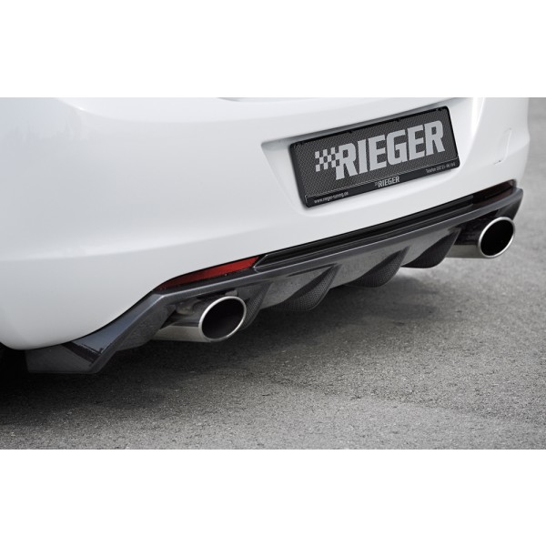 Rieger vložka zadného nárazníka pre Opel Astra J 5-dver., hatchback pred faceliftom, plast ABS s povrchovou úpravou Carbon-Look, pre športové koncovky na oboch stranách 140x90 mm