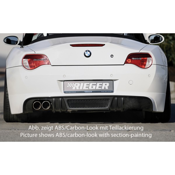 Rieger spojler pod zadný nárazník pre BMW Z4 E85 kupé, roadster po faceliftu r.v. 01/06-03/09, plast ABS s povrchovou úpravou Carbon-Look, pre orig. dvojitú koncovku vľavo