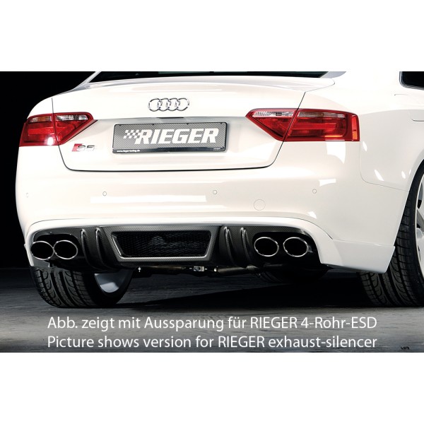 Rieger spojler pod zadný nárazník pre Audi A5 S5 B8, B81 Sportback pred faceliftom r.v. 06/07-07/11, plast ABS s povrchovou úpravou Carbon-Look, pro orig. dvojité koncovky na obou stranách