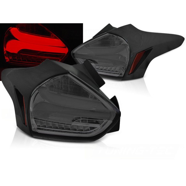 FORD FOCUS 3 15-18 HTB - zadné LED svetlá dymová LED BAR s dynamickým blinkerom