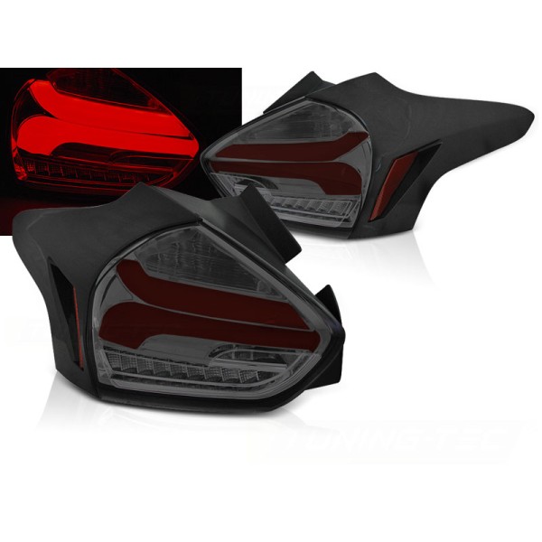 FORD FOCUS 3 15-18 HTB - zadné LED svetlá dymová LED BAR s dynamickým blinkerom